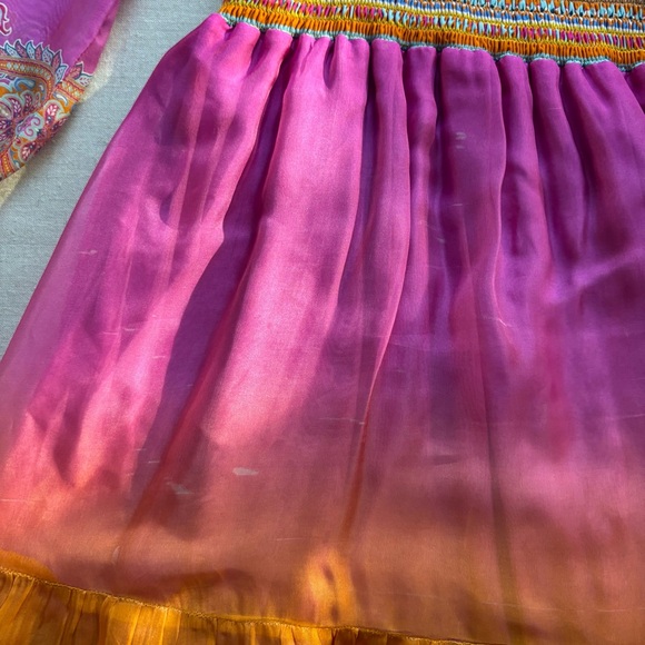 Hale Bob Ayla Chiffon Tiered Midi Dress Pink S | Boho Luxe - Picture 7 of 12